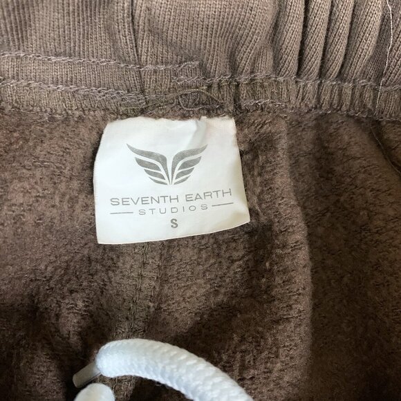 Seventh Earth Studios Brown Jogger Pants S Soft Fleece Streetwear Loungewear - Picture 5 of 7